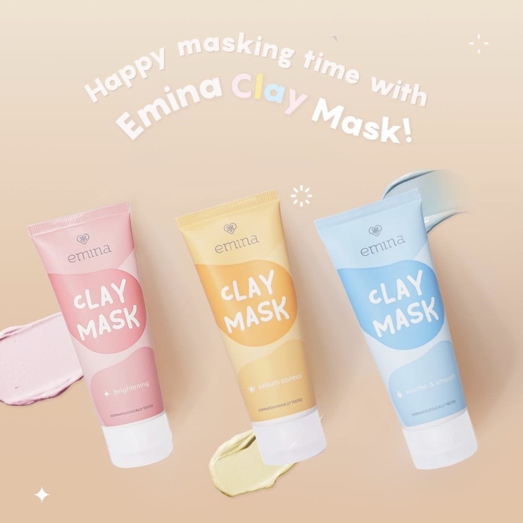 emina clay mask / masker emina brightening|sebum control | soothe &amp;smooth clay mask EMINA BPOM