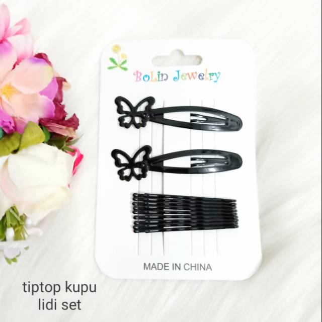 chandrasurya Jepit Rambut Tiptop Kupu set Lidi kecil Aksesoris Wanita Sanggul Cepol Poni