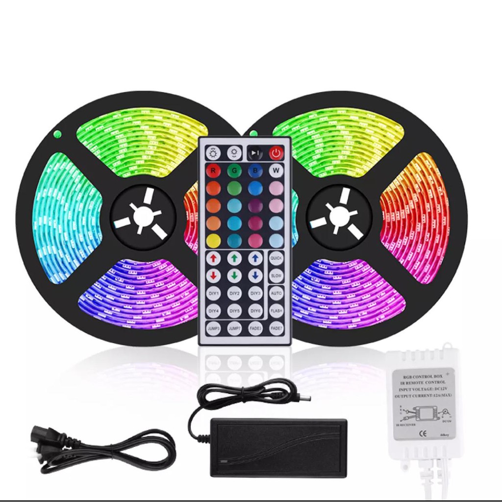 ip65 54D Lampu Led Strip Panjang 10 Meter RGB Dekorasi Hias Tumblr 5050 IP65 + Remote + Adaptor