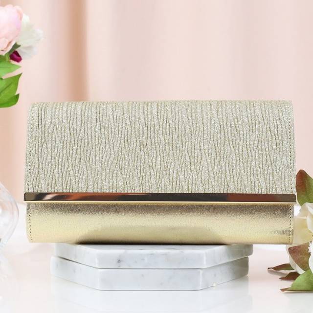 tas pesta lonjong panjang persegi polos glitter magnet tali rantai new arrival clutch party bag