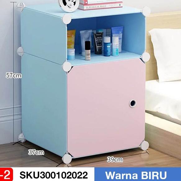 ✱ Sunxin - Lemari Kotak Persegi Plastik Portable Bongkar Pasang Rak Serbaguna Susun Rak Buku 2 Pintu