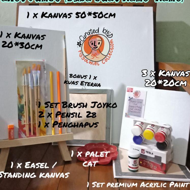 

[PRODUK MGSI8] (ALL-in-1) PAKET MELUKIS LENGKAP/PAKET LUKIS KOMPLIT CAT AKRILIK DENGAN EASEL LENGKAP KANVAS Kado Ulang Tahun PAKET BELAJAR MELUKIS 0II
