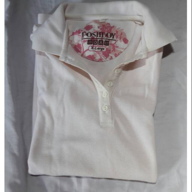 kaos polo merk poshboy warna putih/ kaos murah/ kaos main/ kaos hangout