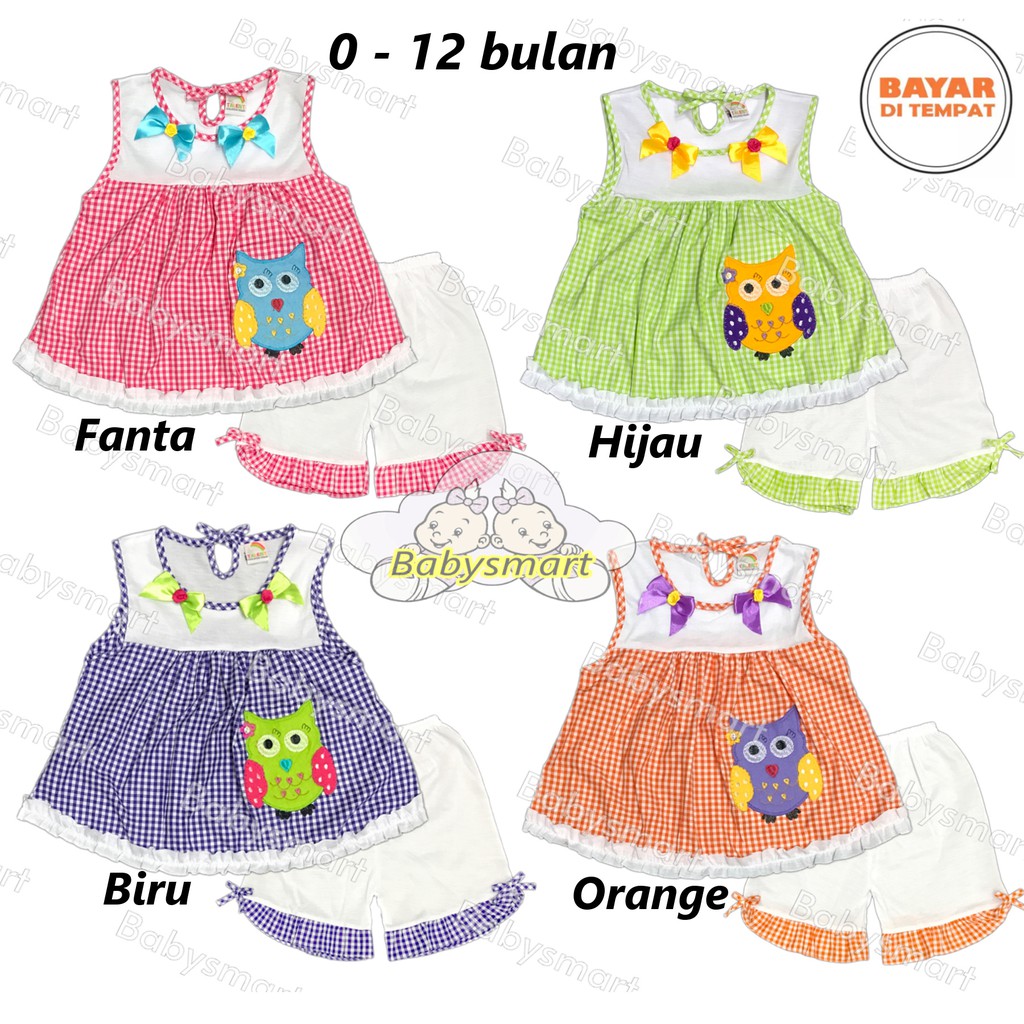 Babysmart - Baju bayi/Anak Perempuan Dress motif OWL TALENT usia 0 -12 bulan / Pakaian anak Cewek