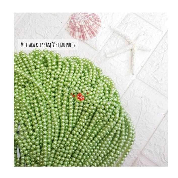 Mutiara kilap 6m hijau pupus/hijau pupus 39/batu kilap hijau /bahan ACC