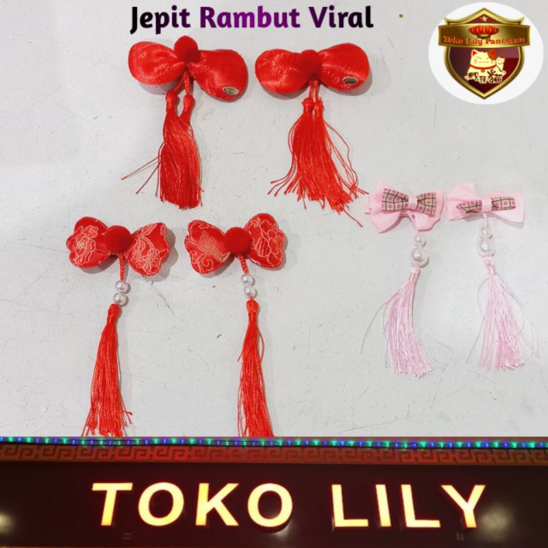 Jepit Rambut Oriental / Jepitan Rambut Imlek / Hiasan Accesories Rambut Cina / Jepit Rambut Pom Pom