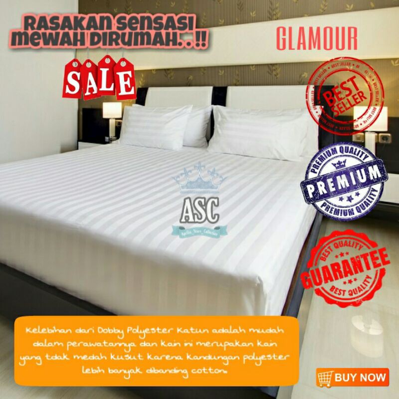 Sprei King Koil Seprai Hotel Kingkoil Cover Spring Bed Matras Bahan Dobby Premium Warna Putih Uk.100