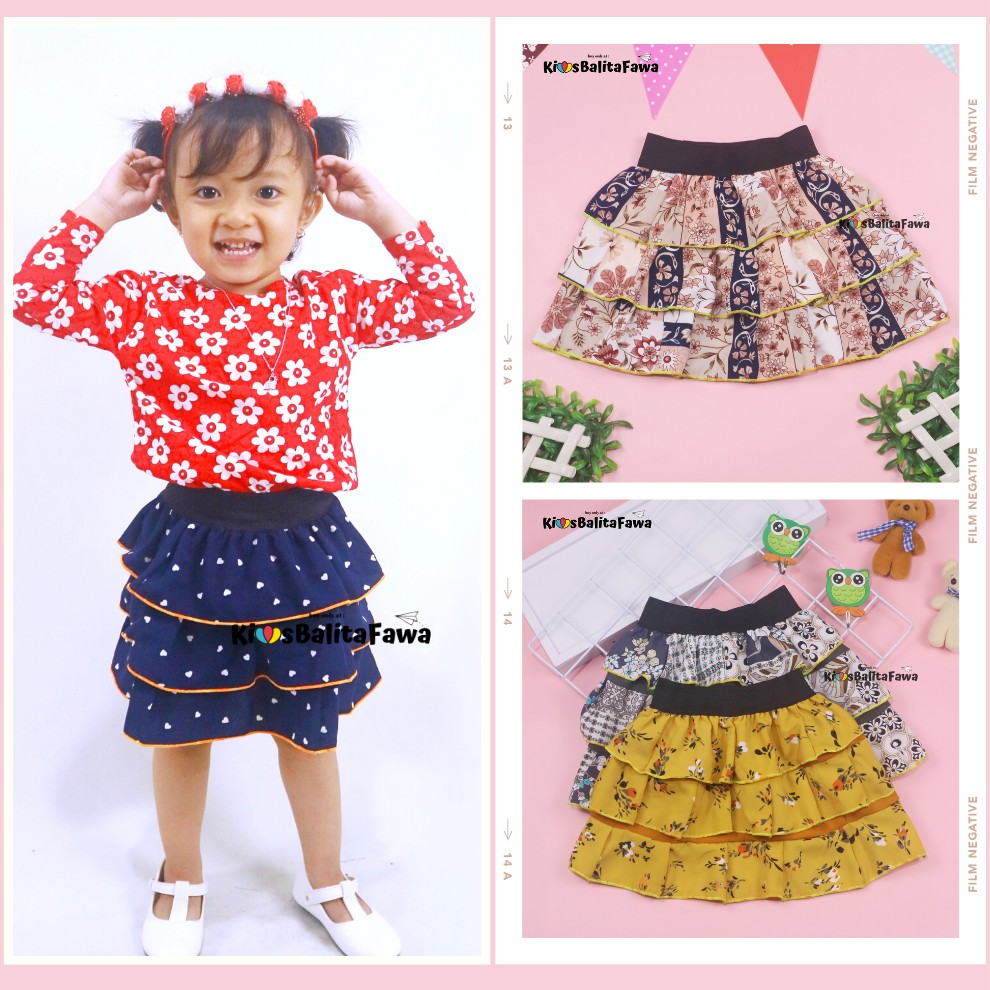  Rok  Tumpuk Motif uk 3 4 Tahun Rok  Anak  Perempuan Cewek 