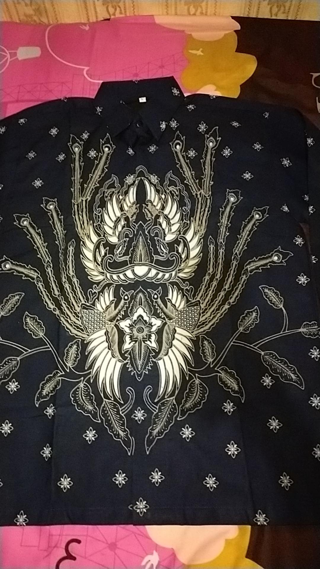 Arfana Navy Kemeja Batik Pria Full Furing Bahan Katun Sragenan