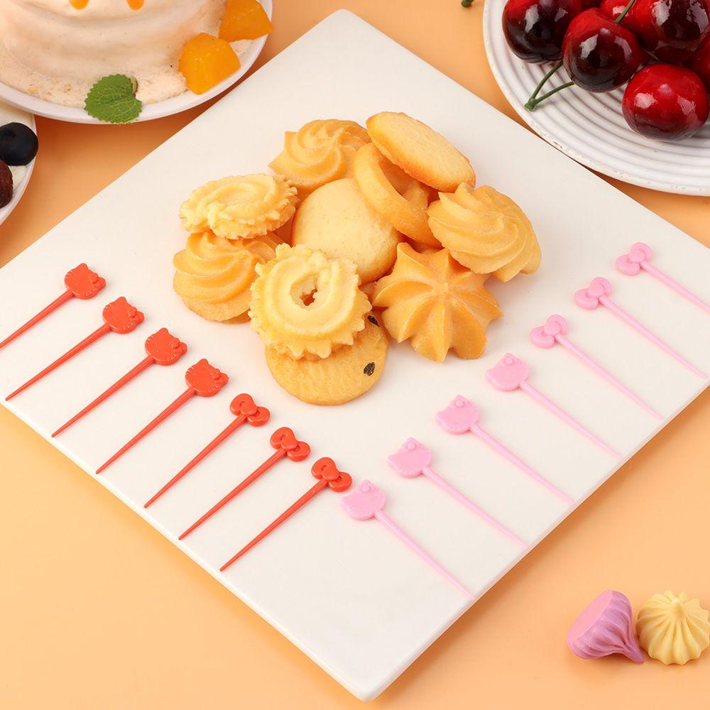 SOLIGHTER 8Pcs Cartoon Cat Food Picks Party Ornament Toothpicks Fruit Forks Lunches Decor Cute Kawaii Kids Gift Kitchen Accessories Bento Tools/Multicolor