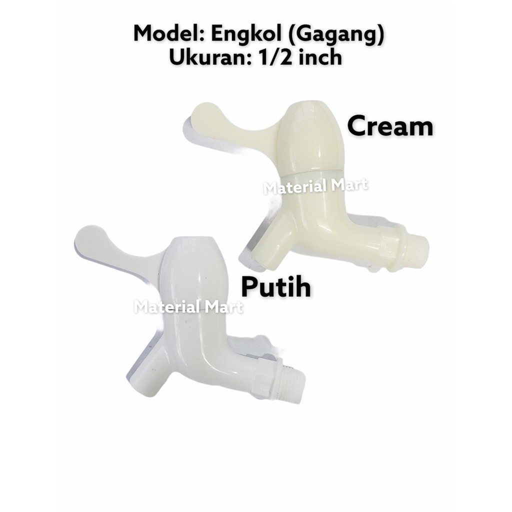 Keran Air PVC 1/2 Inch Engkol | Kran Tembok Plastik 3/4 Inch Papan | Material Mart