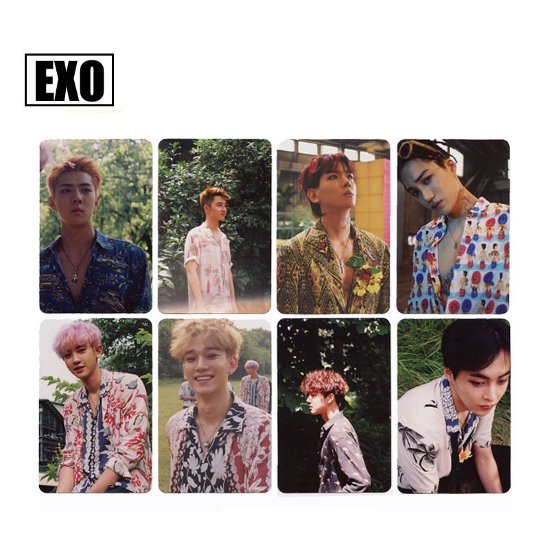 8pcs / set Kartu Foto Dengan Tanda Tangan Kpop EXO Untuk Koleksi