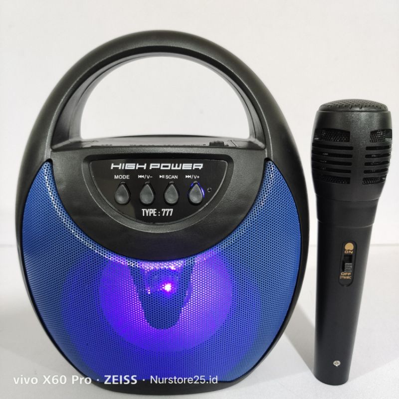 Speaker Bluetooth Portable High Power 777D Bonus Microphone Kabel Karaoke Super Kencang /Salon Aktif