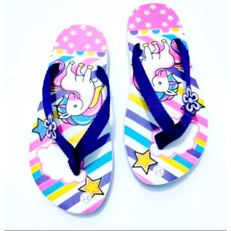 Arkn-SandaL Anak FLAT kuda poni/RAINNBOW-unicorn