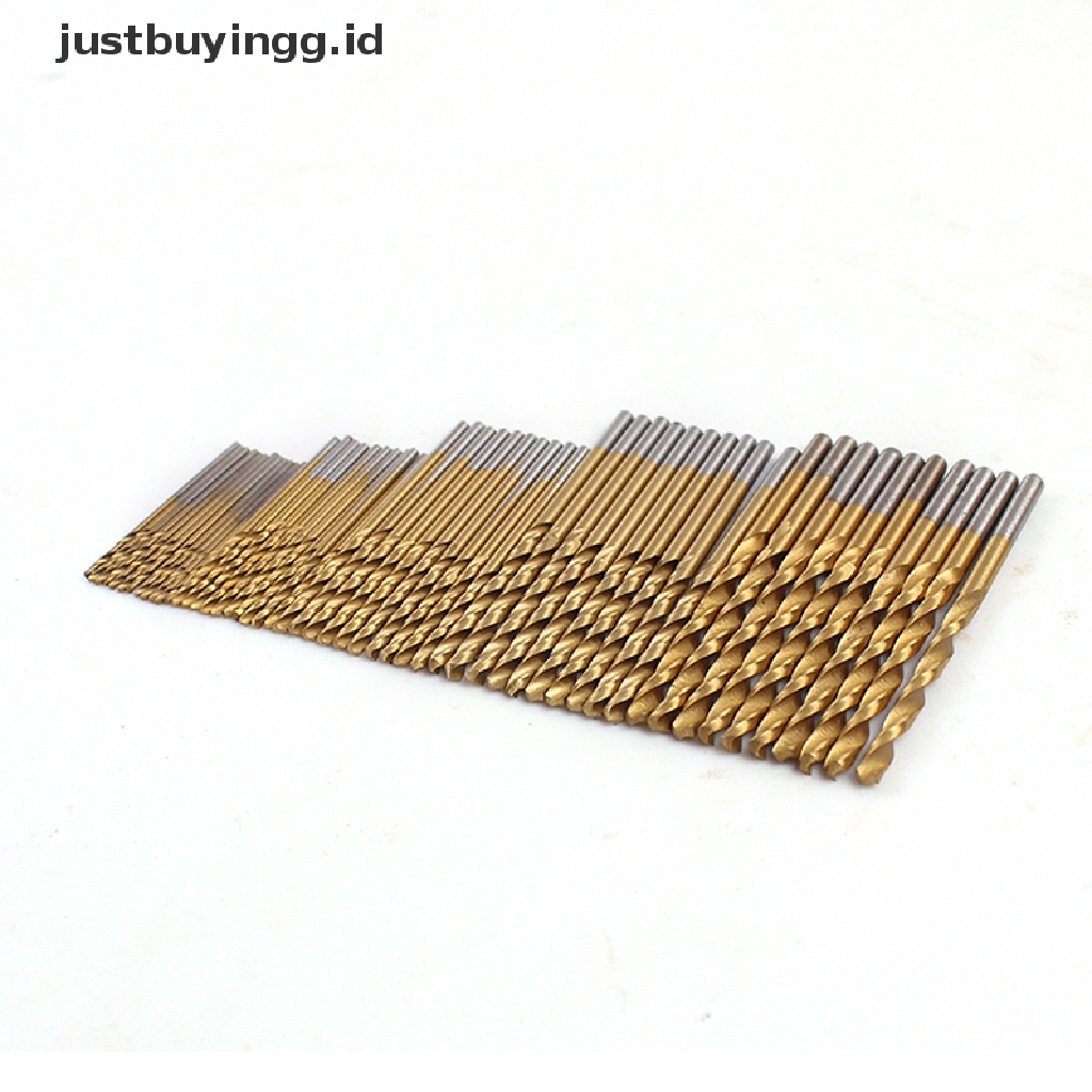 50 Pcs / Set Mata Bor Gergaji Twist Bahan Hss Lapis Titanium Metal Untuk Kayu