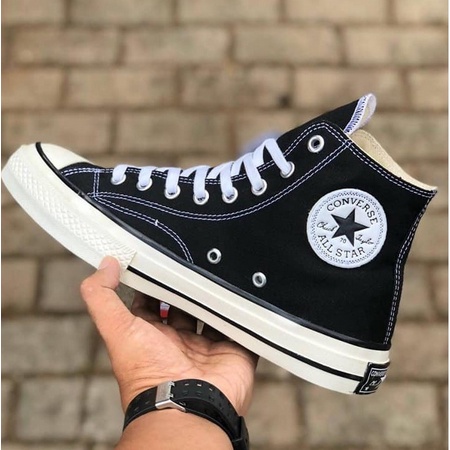 TURUN HARGA !! Sepatu Converse 70s High Egret Black / White Sepatu Sekolah Allstar Terlaris