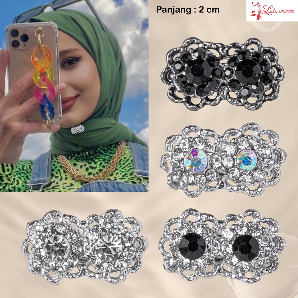 Bros Dagu Korea / Hijab / pashmina / hijab / Krudung / Bros Peniti / model bunga dua besar (CM 358)