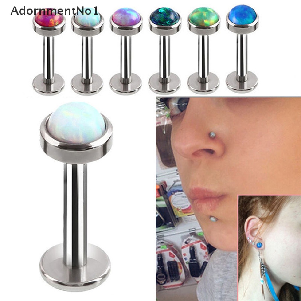 (AdornmentNo1) Anting Tindik Bibir / Hidung / Tubuh Aksen Opal Kristal Ukuran 6-8mm Untuk Perhiasan Wanita