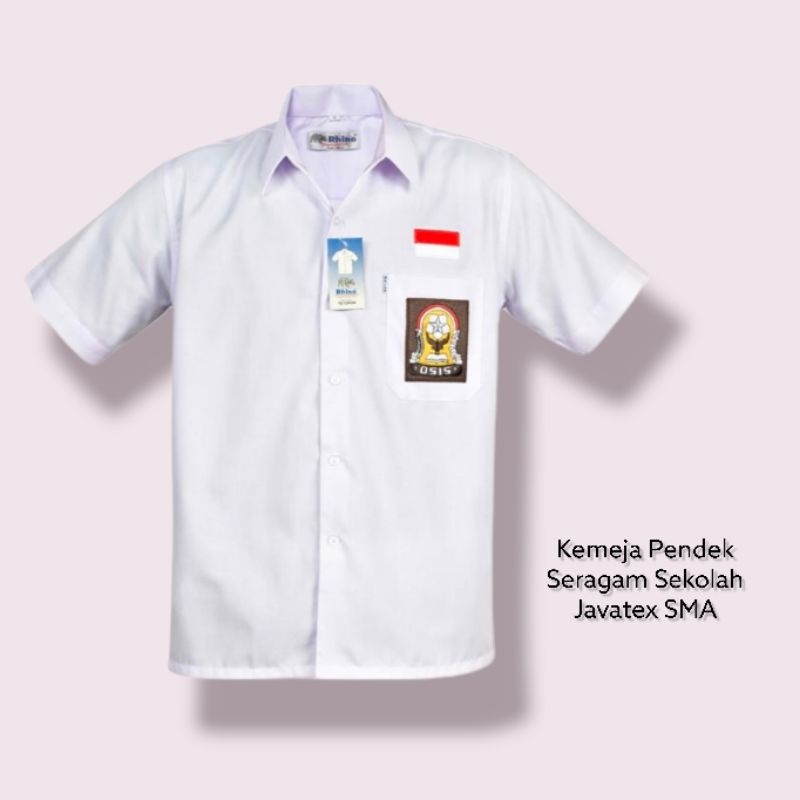 Kemeja Seragam SMA Pendek Putih - Ideal untuk OSIS &amp; Sekolah, Bahan Javatex Bed Bordir