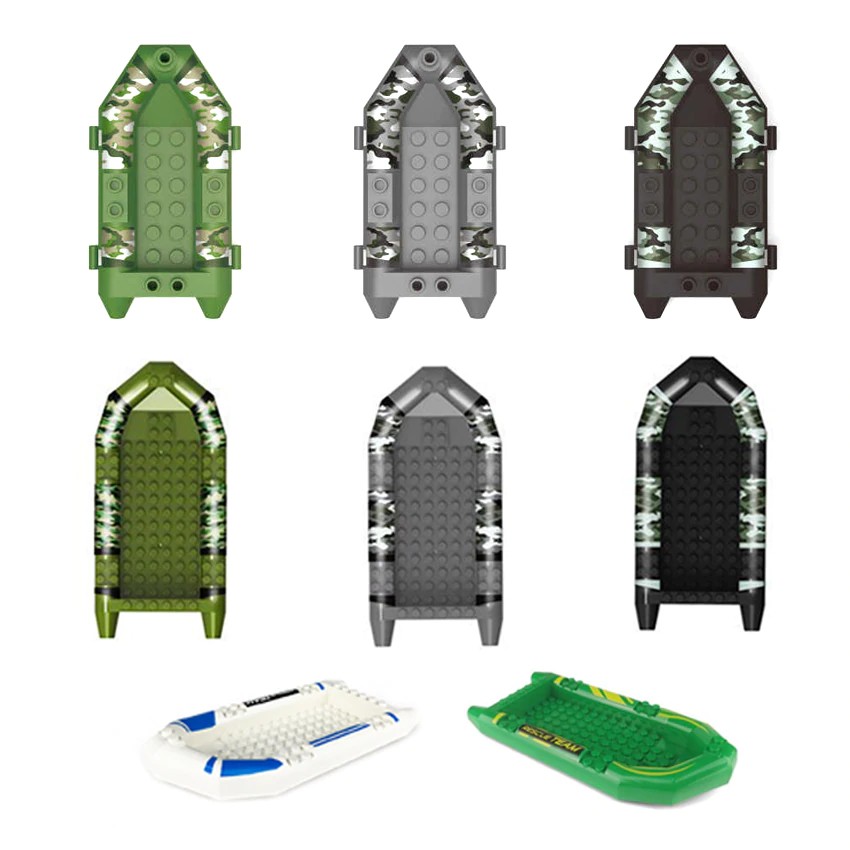 Mainan Lego Ship Military Building Blocks Camo Boat for Figure Set Parts SWAT MOC Brick Accessories