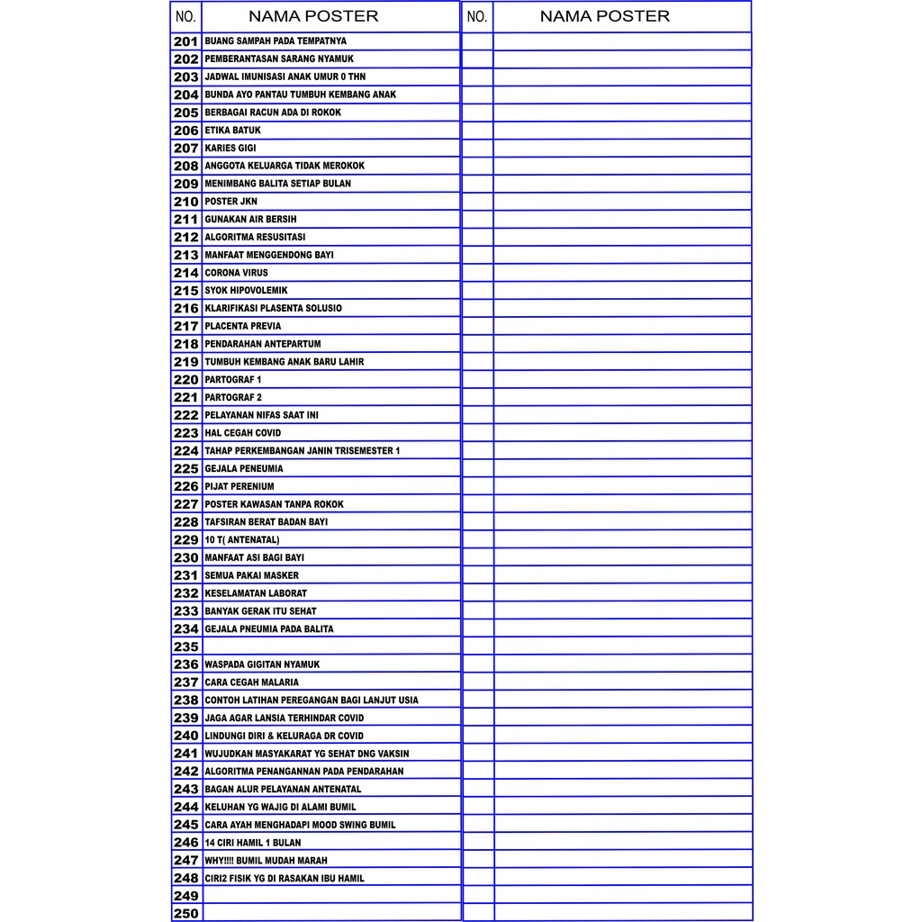 Grosir Poster Kesehatan Dapat 10 Pcs (Laminating)