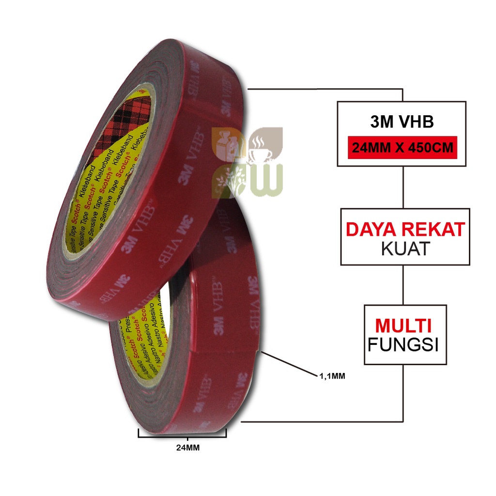 

H7Y Double Tape 3M VHB 4900 size 24mm 450cm Lem Dobel Perekat Automotive
