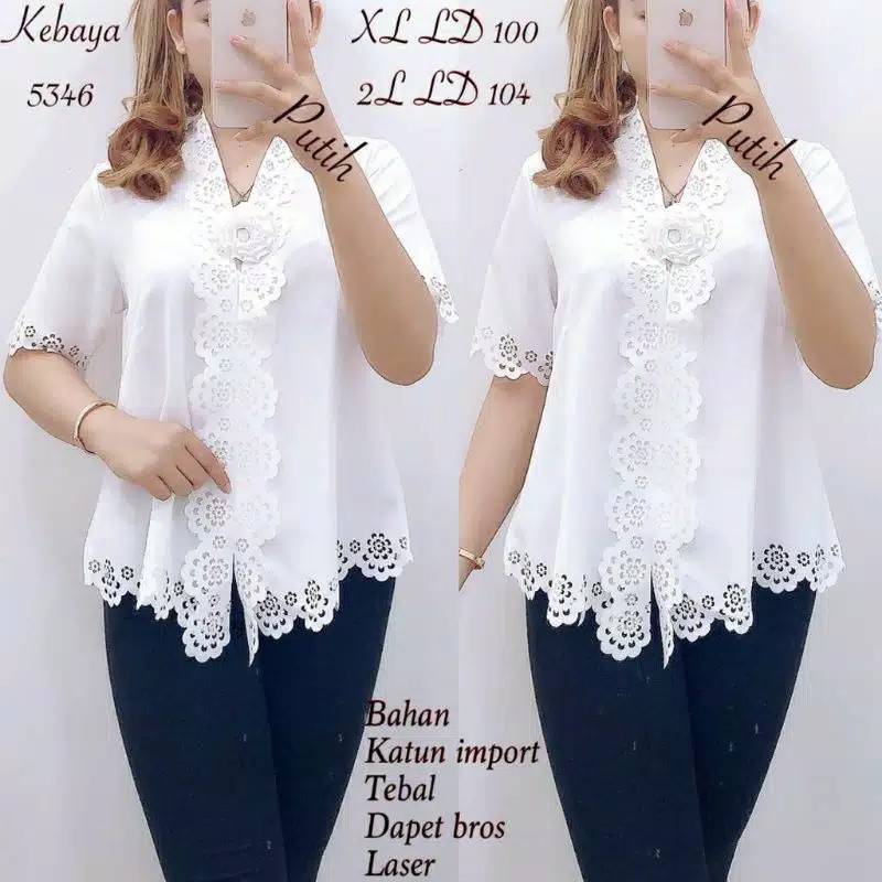 Kebaya Encim Modern Laser Terompet Charlotta Cut Good Quality