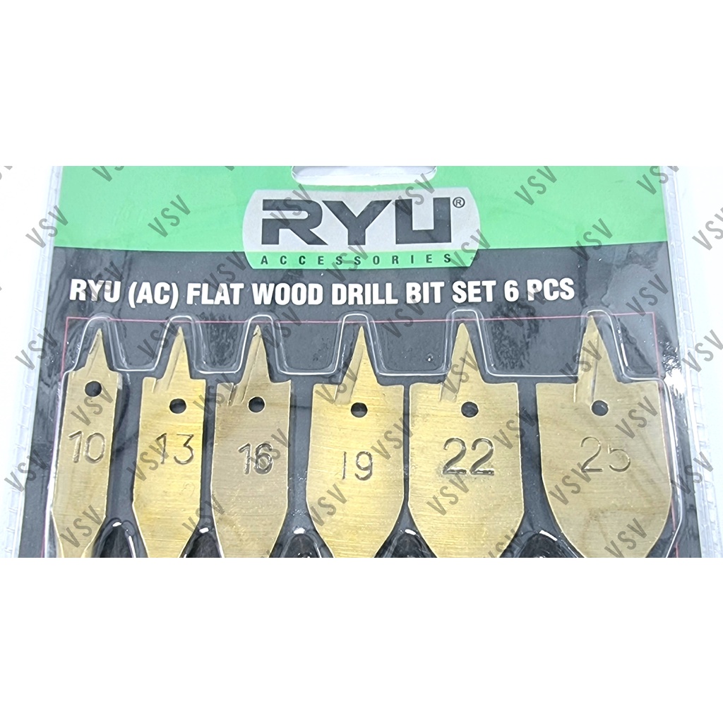 RYU Mata Bor Kayu set Mata Bor kipas set 6pcs Flat Wood Drill Bits