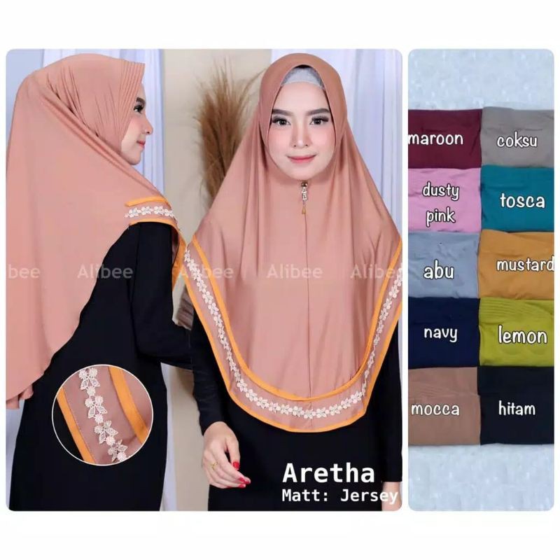 Termurah Best seller Hijab List bunga Aretha/Jilbab instant