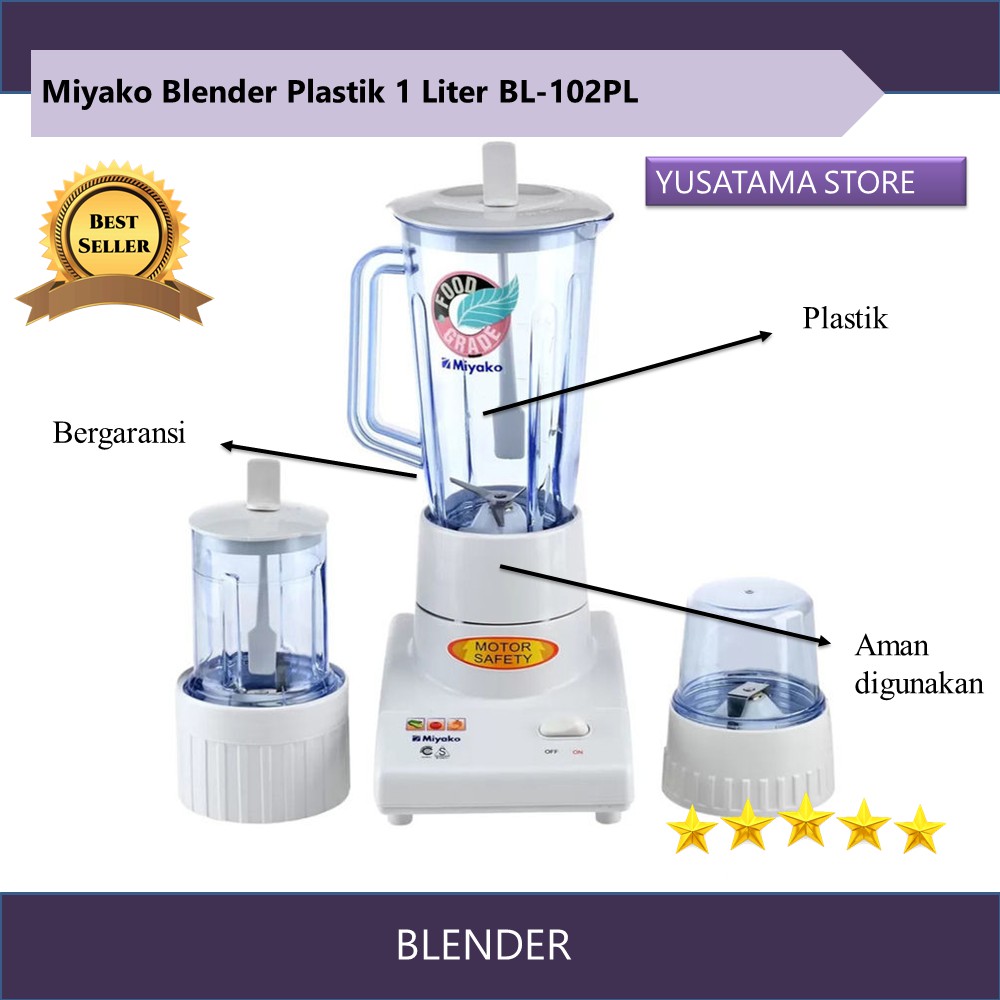 blender juicer belender perlengkapan rumah plastik miyako 1 Liter BL-102PL