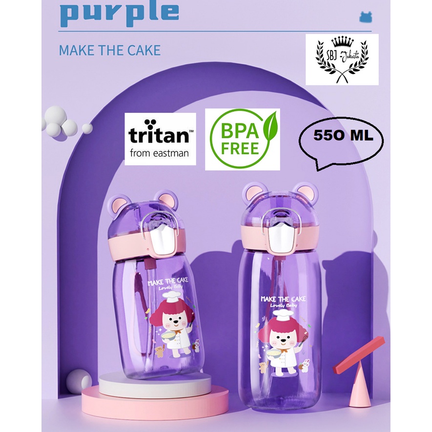 BOTOL MINUM ANAK TRITAN 100% BPA FREE BABY ANIMAL 550ml DENGAN SEDOTAN