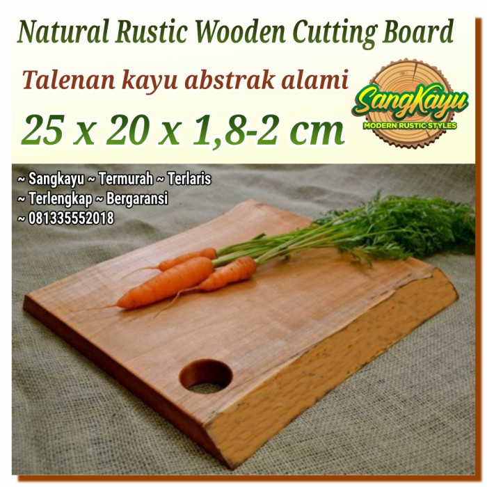 Talenan kayu rustic cutting board 25x20cm properti foto kayu chopping