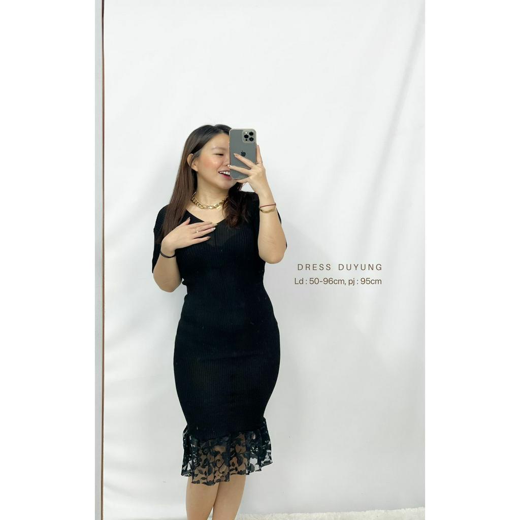 Midi Dress Rajut Halus Wanita Bodycon Model Dress Duyung Lesvi HOPYLOVY