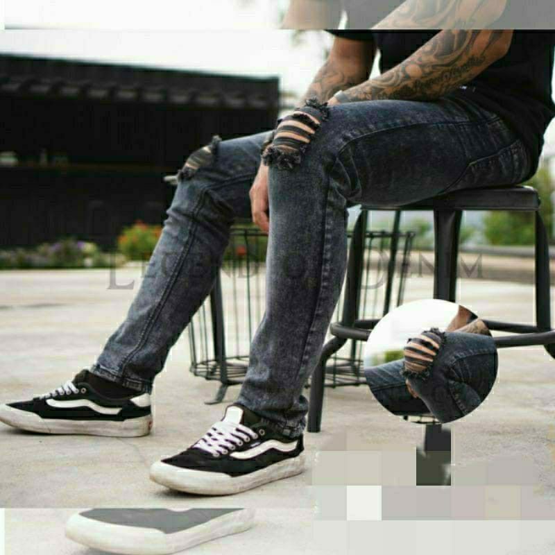 CELANA JEANS PRIA Celana Jeans Pria sobek Snow Wash Original celana panjang pria