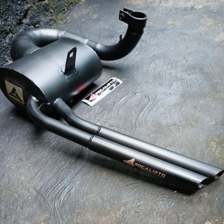Knalpot Vespa Custom Dobel silencer bambu runcing