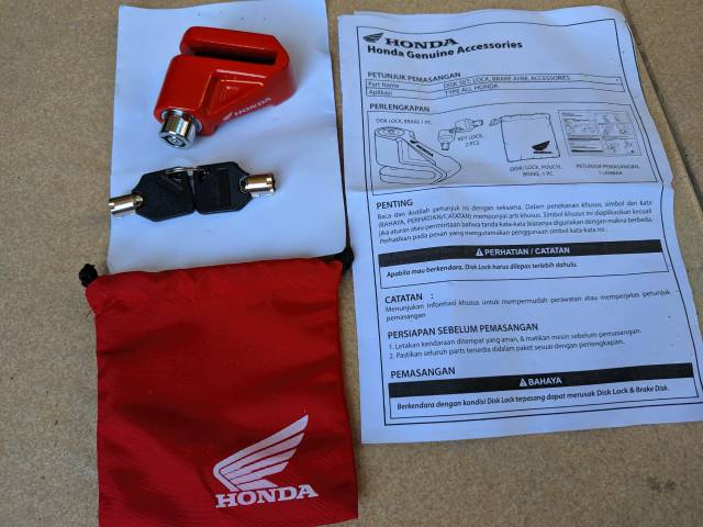 Kunci Gembok cakram motor Disc Brake Lock HONDA  original AHM-4