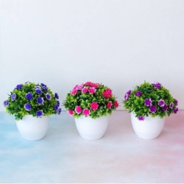 Bundara.id Pr-596 ( Size 15x14 ) Bunga hias + pot cantik/bonsai kembang import