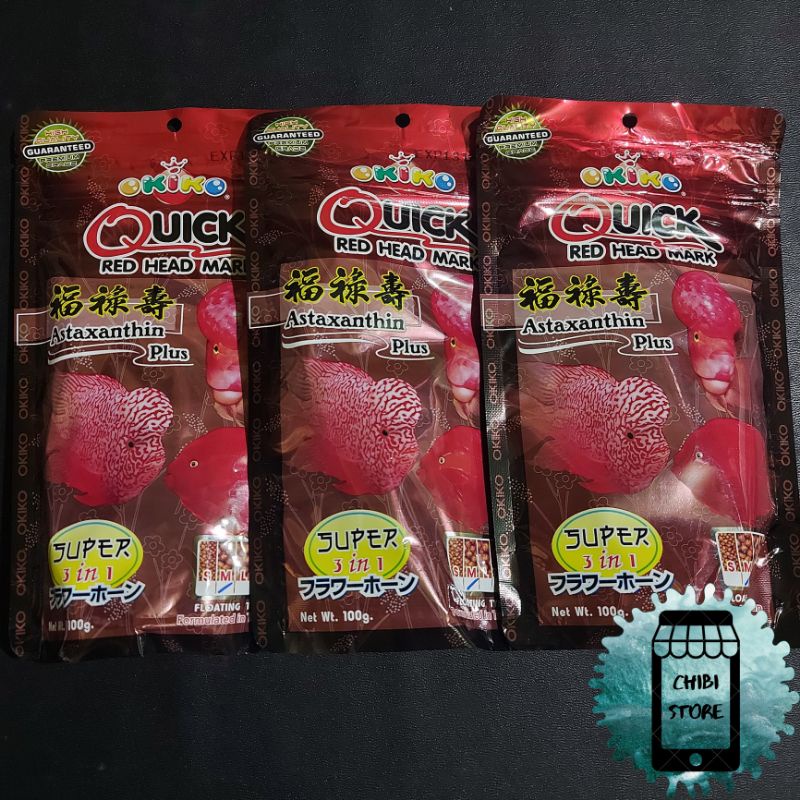 OKIKO QUICK RED HEAD MARK 100GR / PELET IKAN LOHAN MERAH OKIKO RED / PELET IKAN LOUHAN OKIKO MERAH