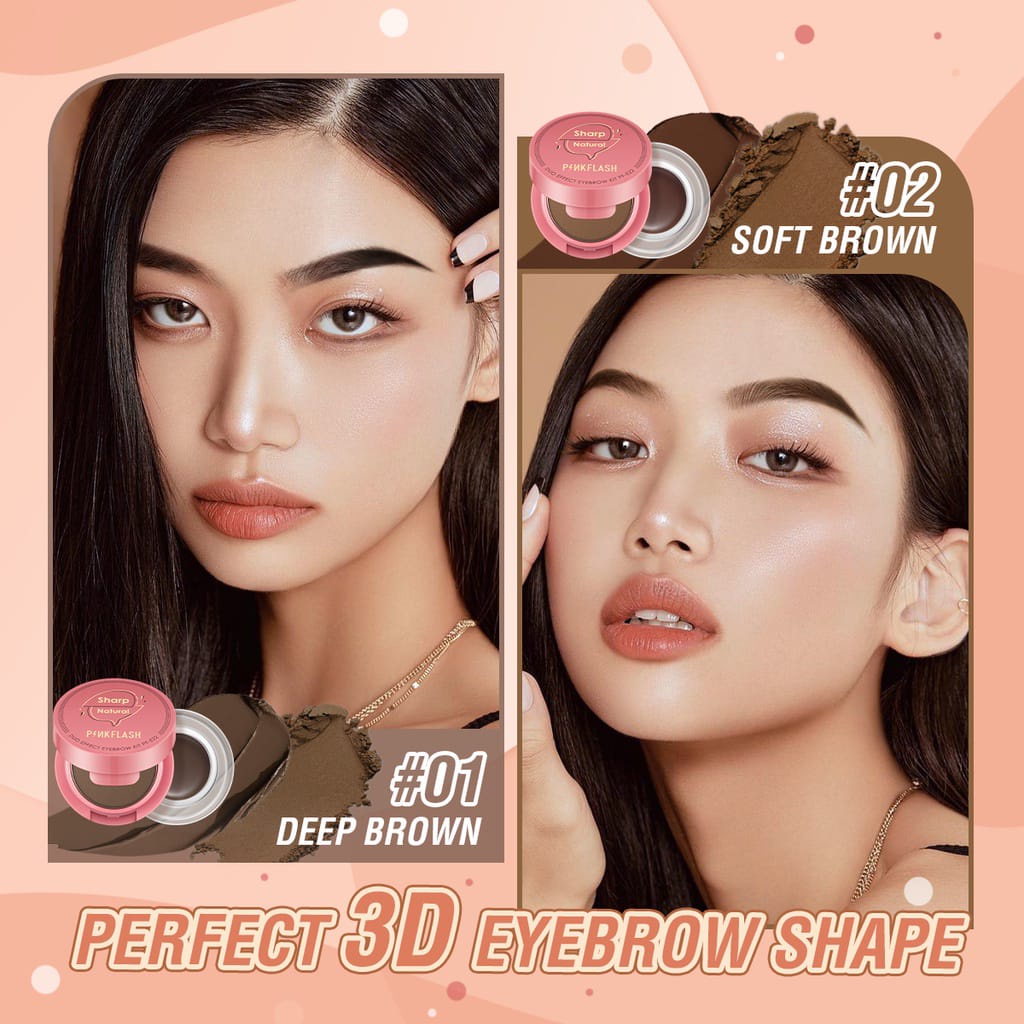 Pinkflash 2-in-1 Duo Effect Eyebrow Kit Eyebrow Cream &amp; Powder Gel Waterproof