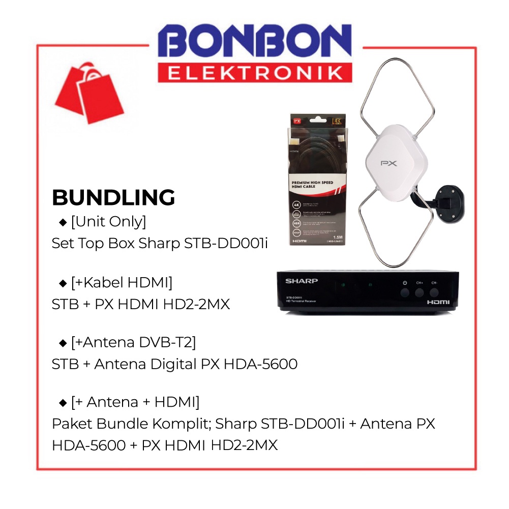 Bundling Sharp Set Top Box STB-DD001i + Antena Digital PX HDA-5600