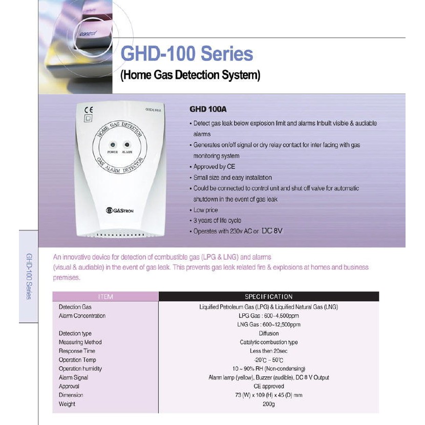 Gastron Wireless Detektor Gas bocor LPG Alarm Detector Korea