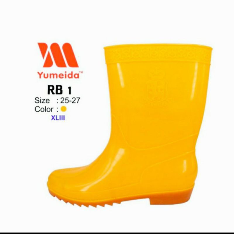 Sepatu boots Yumeida pendek sepatu boot warna kuning digunakan saat banjir