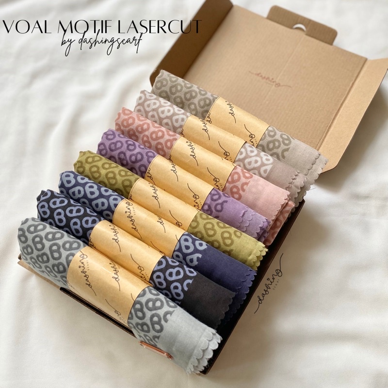 [𝗖𝗟𝗘𝗔𝗥𝗔𝗡𝗖𝗘 𝗦𝗔𝗟𝗘]  HIJAB SEGIEMPAT VOAL MOTIF LASERCUT | HIJAB MOTIF PREMIUM