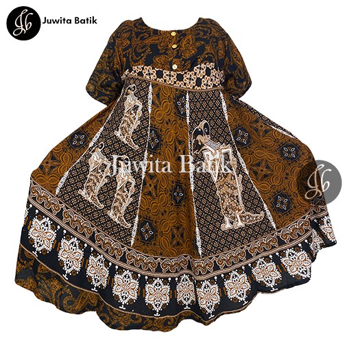 Juwita Batik - Daster Payung Jumbo LD 130 3XL Wayang Klok Pola - Kancing Dada Busui Bumil