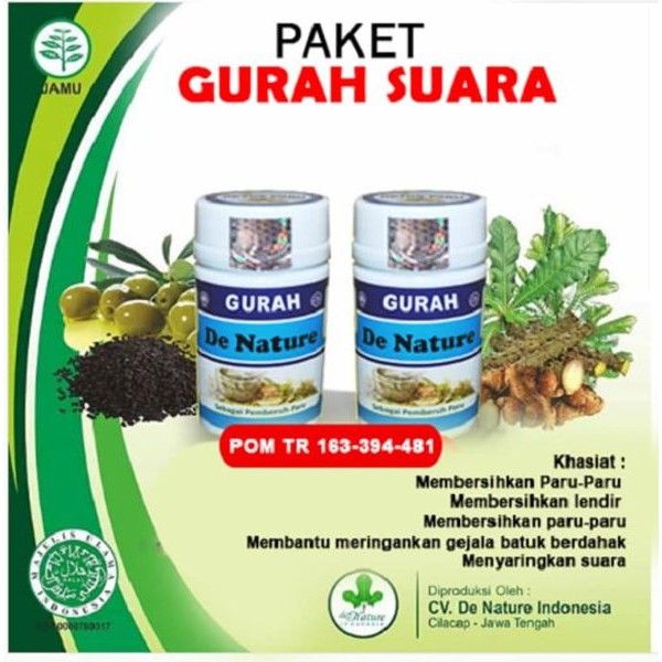 Set -      Obat Gurah Pita Suara Herbal Agar Suara Merdu Nafas Panjang Herbal De Nature    Original