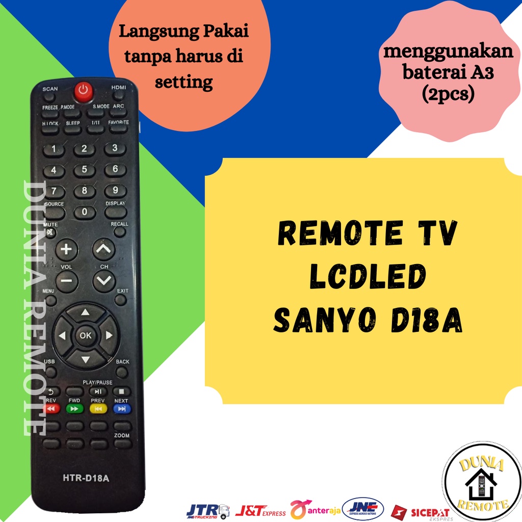 Remot Remote TV SANYO AQUA Haier LCD LED tanpa setting multifungsi