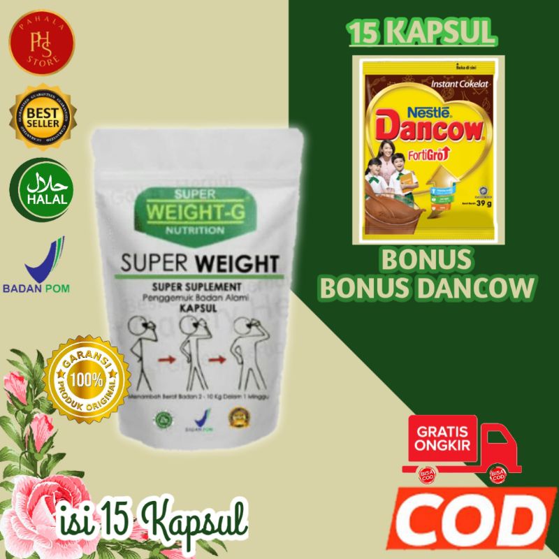 Super Weight Gain Kapsul - Penggemuk Badan - Penambah Nafsu Makan anak Remaja Dewasa 15x