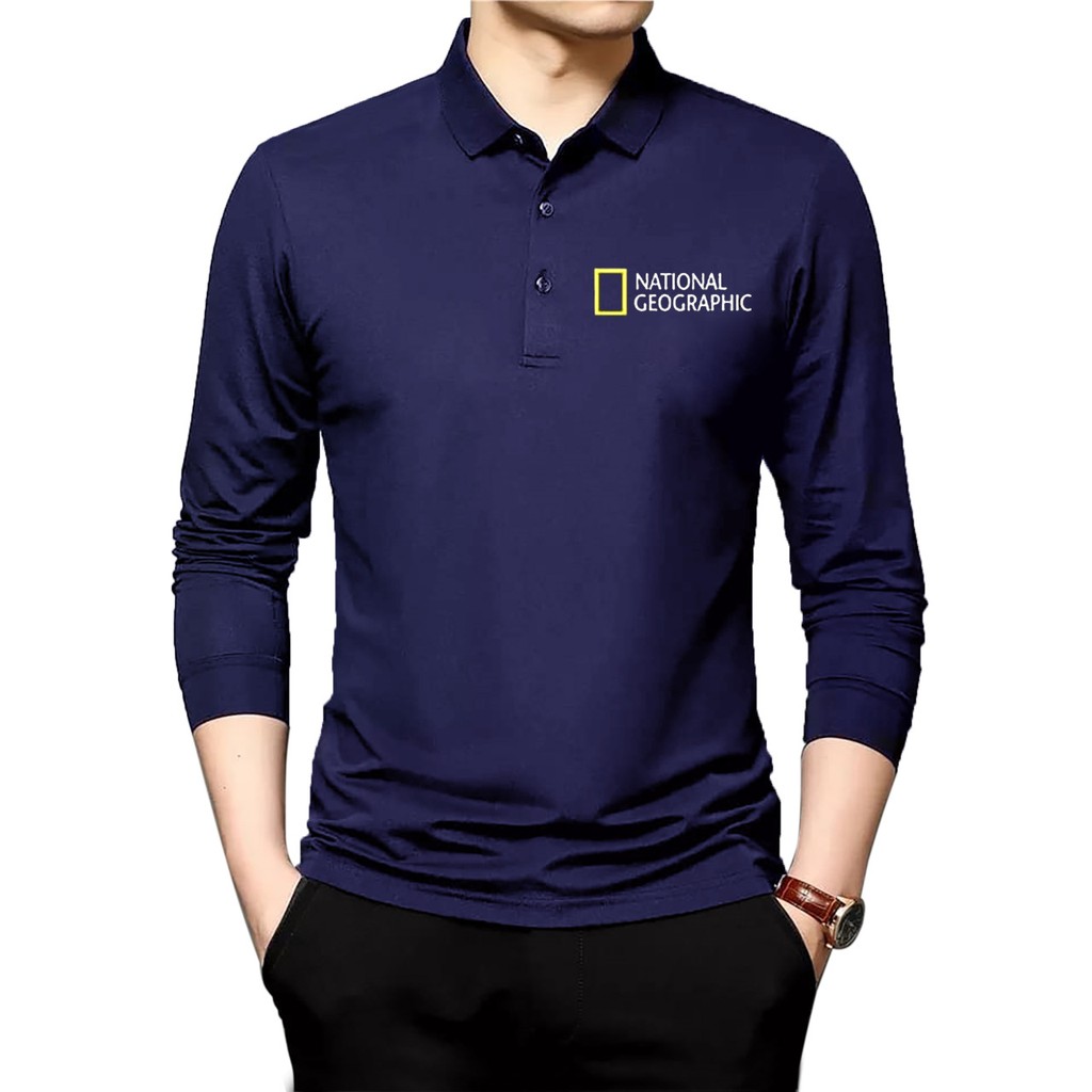 TOTOTAshop. Baju fashion pria NASIO NT M-L,Lengan panjang, Krah wangki,Bahan Lakos Pique,Motif sablon premium.