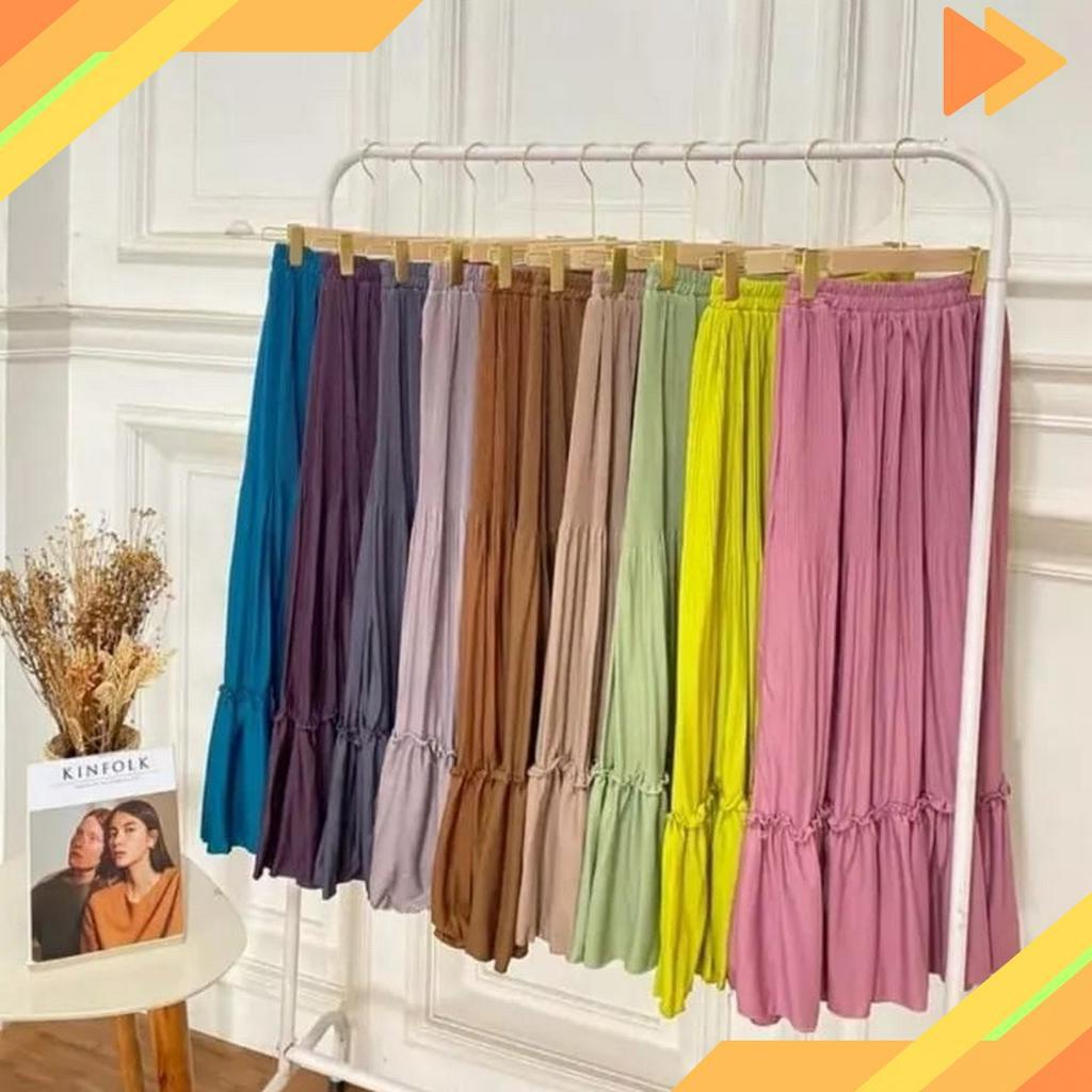 BOMBASTIS ROK SUSUN CLARA ROK LIDI PLISKET PREMIUM TINGKAT ROK POLOS CANTIK KERJA VIRAL GROSIR PGMTA