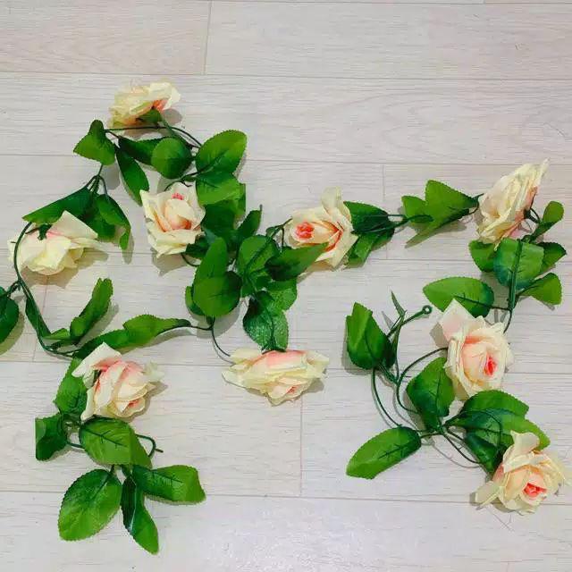 NFS357 bunga rambat dekorasi ruangan bunga Artifisial bunga palsu-Rose Peach